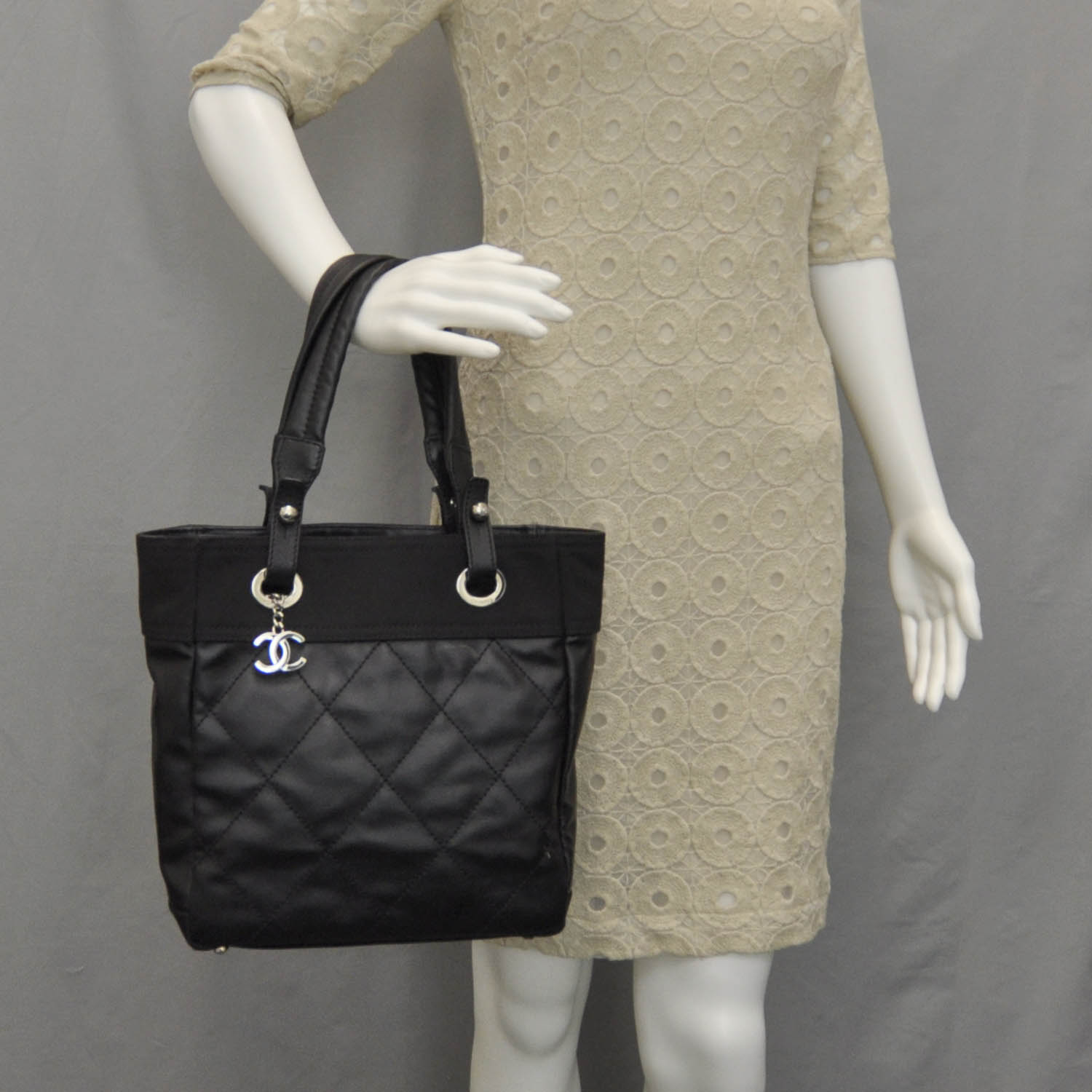 Chanel Coated Canvas Paris Biarritz Tote Black 2 of 8