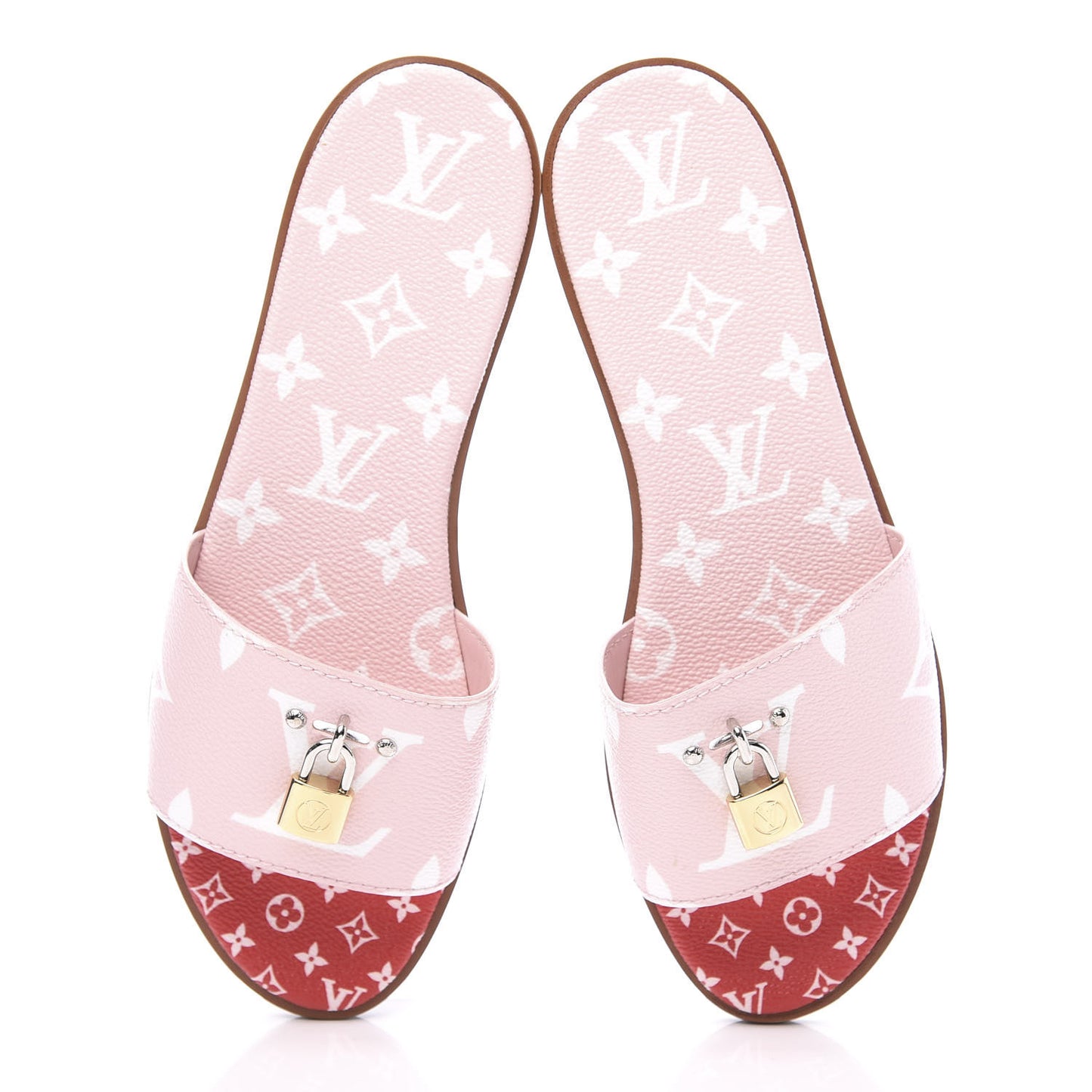 Monogram Giant Lock It Flat Mule 38.5 Rouge Rose