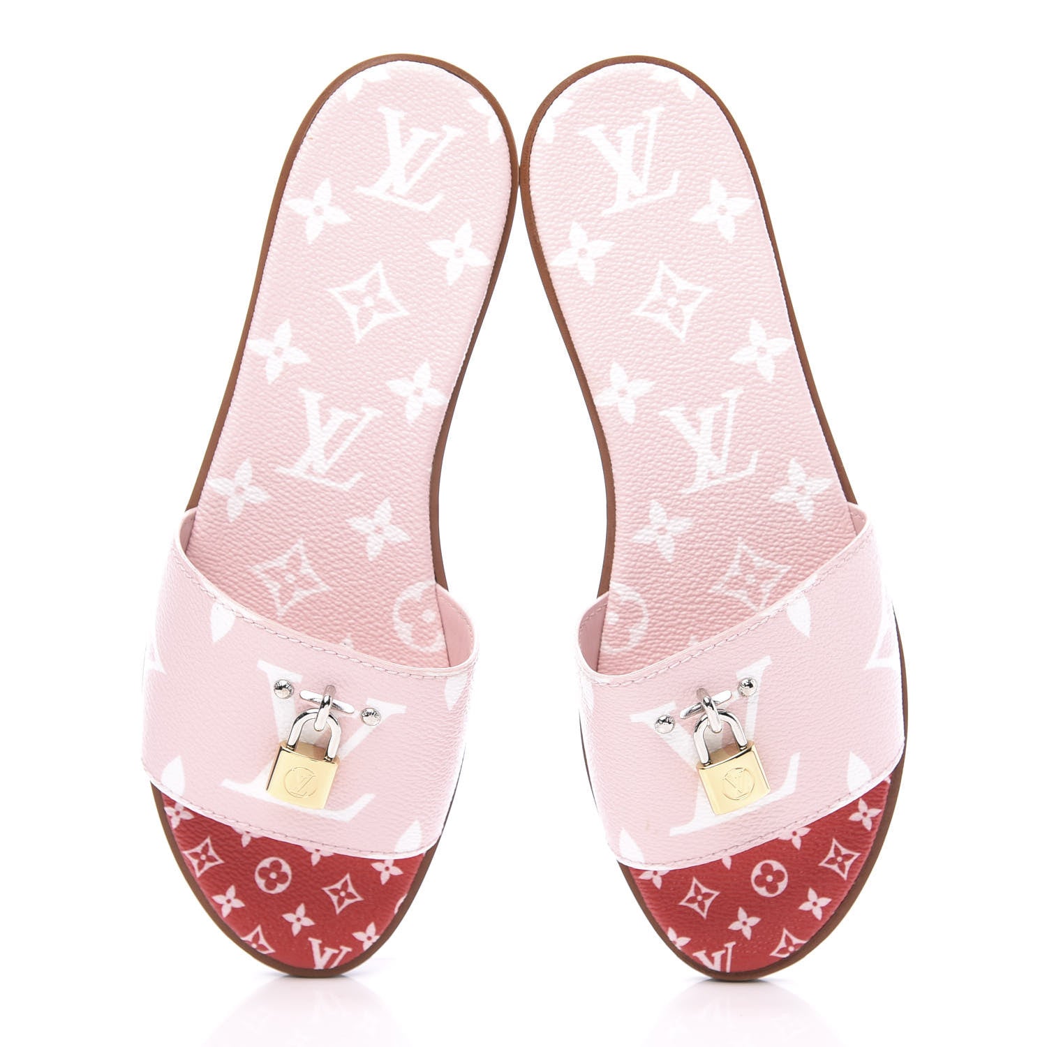 Louis Vuitton Monogram Giant Lock It Flat Mule 38.5 Rouge Rose 5 of 11
