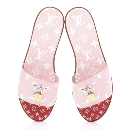 Louis Vuitton Monogram Giant Lock It Flat Mule 38.5 Rouge Rose 5 of 11