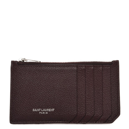 Saint Laurent Grained Calfskin 5 Fragments Zip Pouch Card Holder Bordeaux 1 of 9