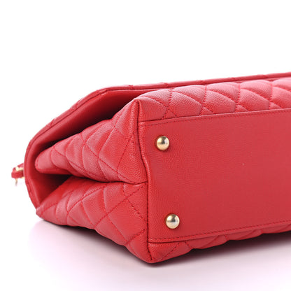 Chanel Caviar Quilted Small Coco Handle Flap Red 9 of 13