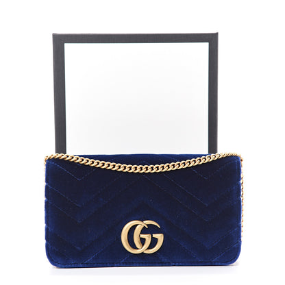 Gucci Velvet Matelasse GG Marmont Mini Bag Cobalt Blue 9 of 9