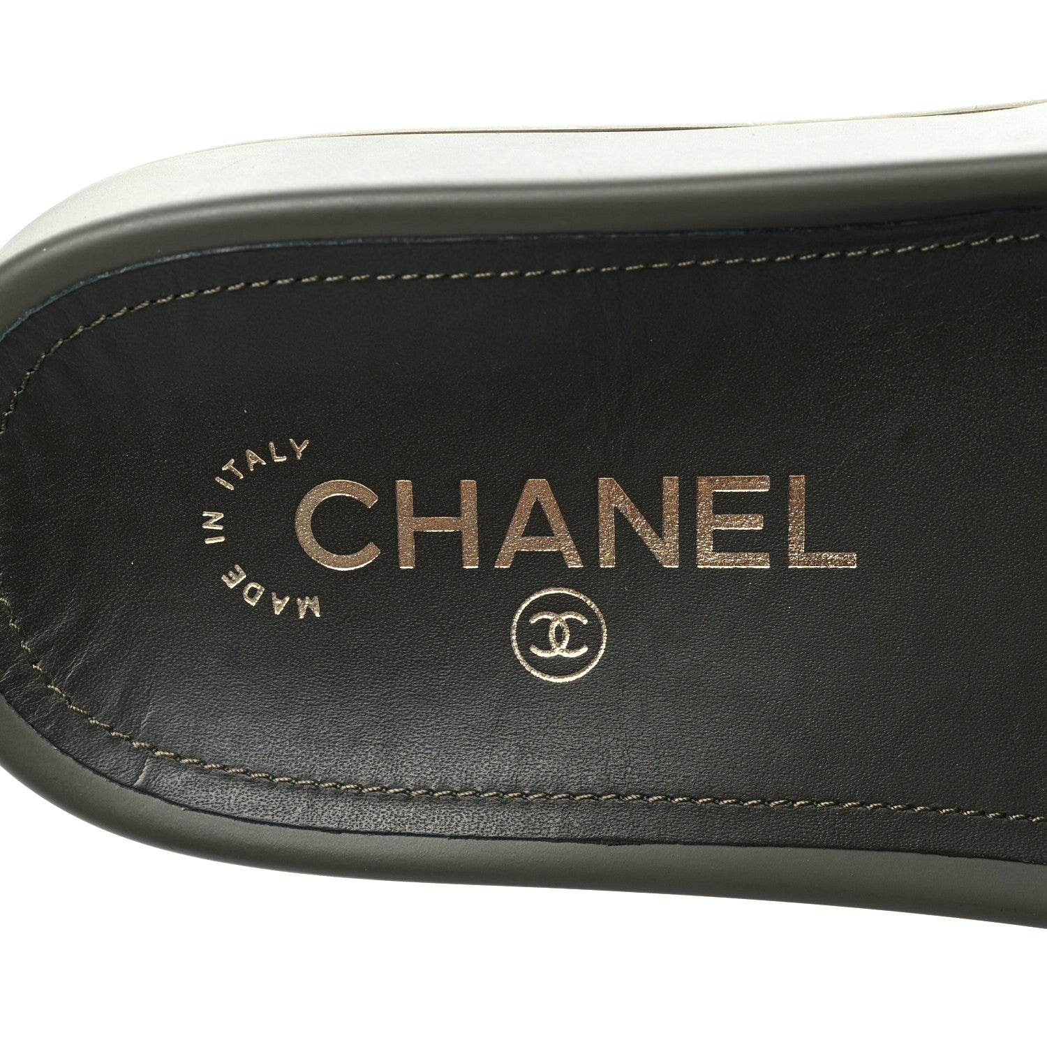 Chanel Canvas Chain Flat Sandals 37 Khaki 7 of 7
