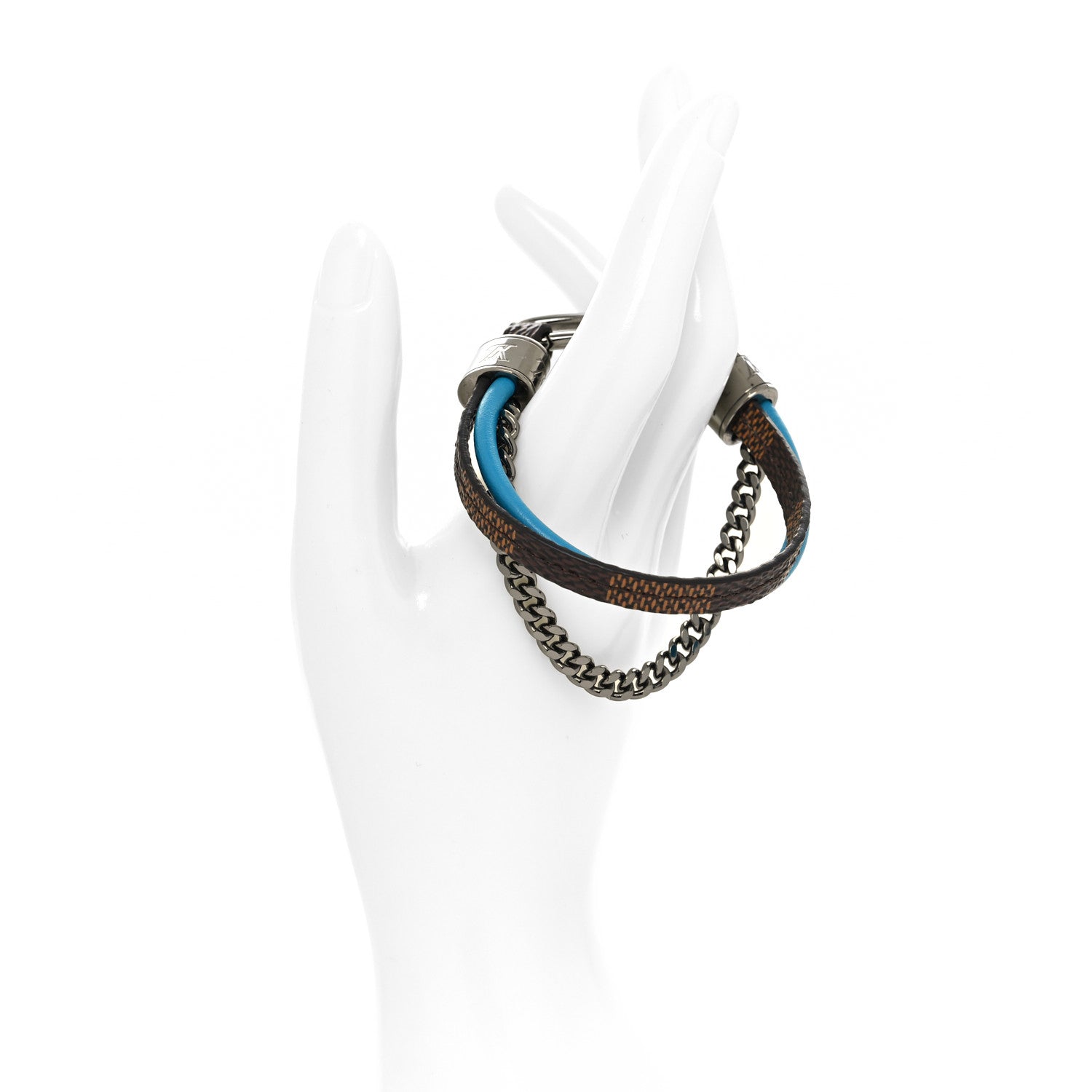 Louis Vuitton Damier Ebene LV Treble Bracelet Blue 2 of 4