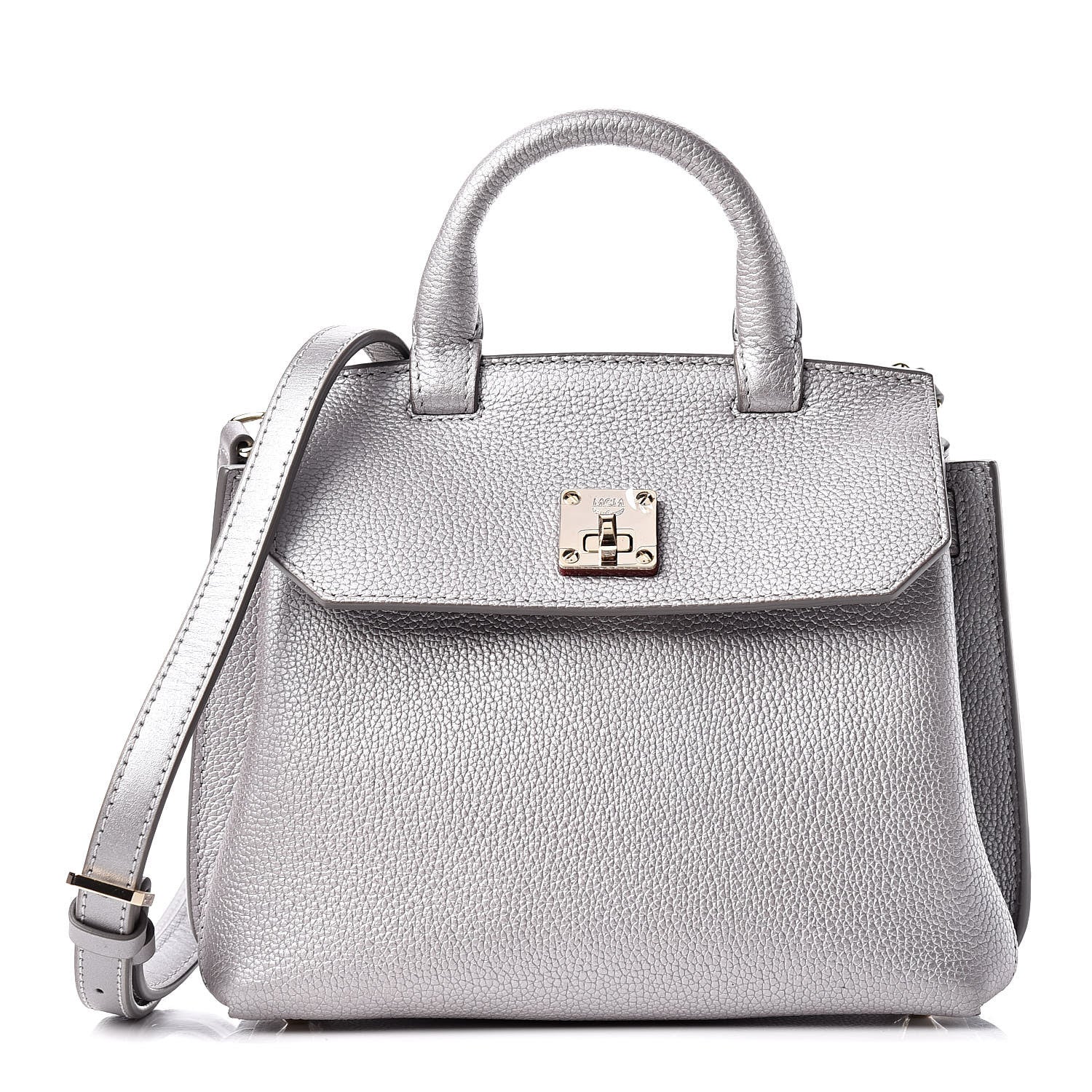 MCM Metallic Grained Calfskin Mini Milla Crossbody Silver 1 of 11