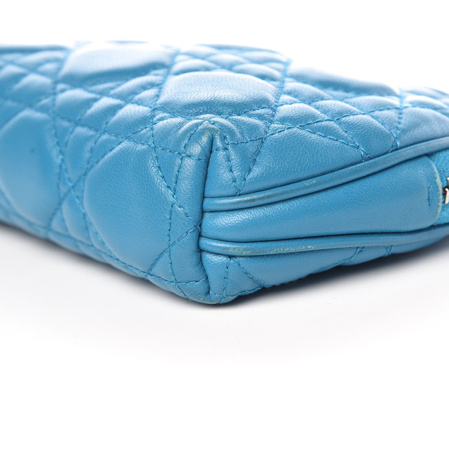 Lambskin Cannage Cosmetic Case Turquoise