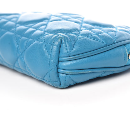 Christian Dior Lambskin Cannage Cosmetic Case Turquoise 10 of 10