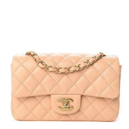 Chanel Lambskin Quilted Mini Rectangular Flap Beige 1 of 10