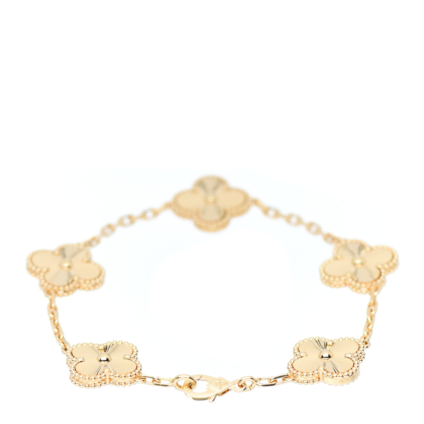 18K Yellow Gold 5 Motifs Guilloche Vintage Alhambra Bracelet