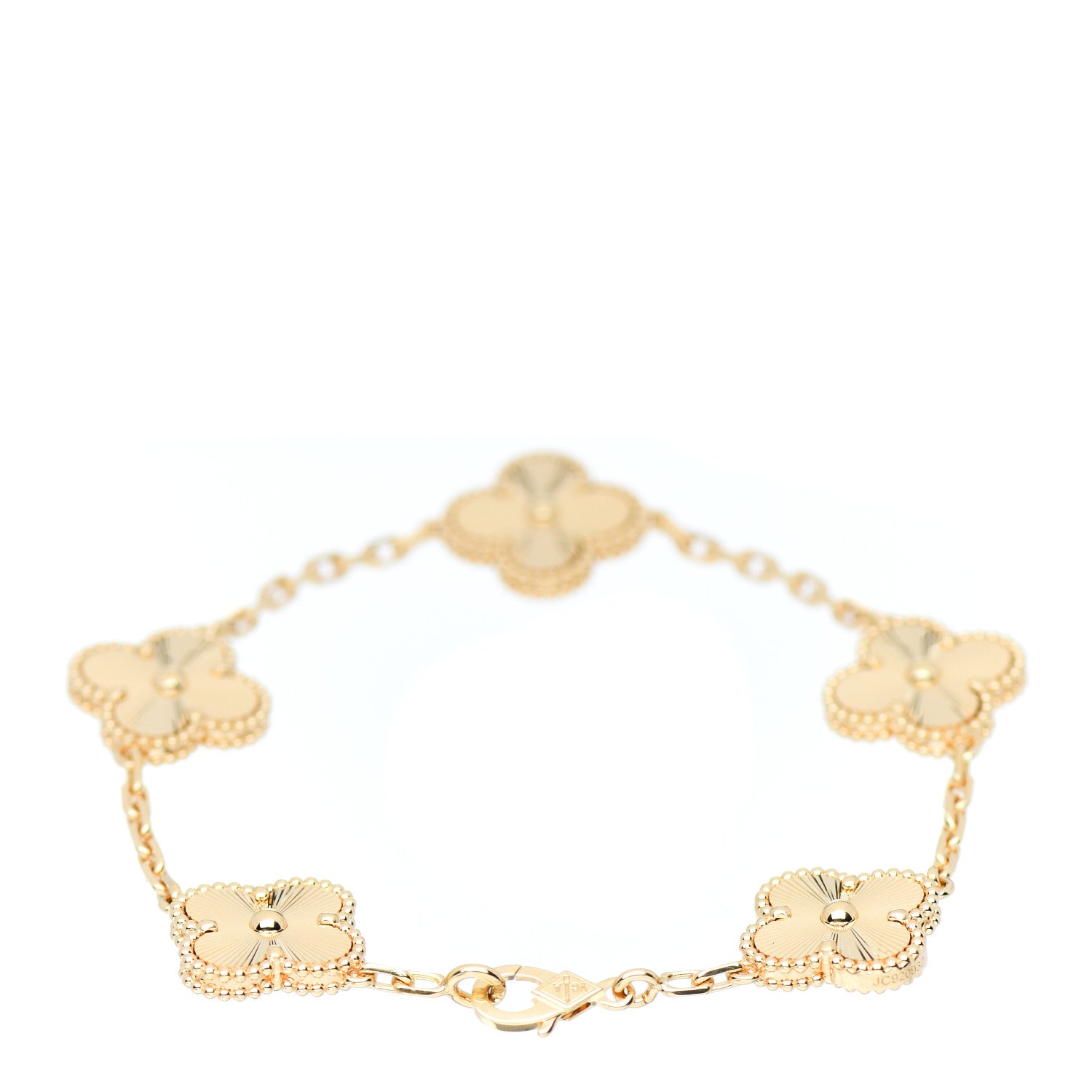 Van Cleef & Arpels 18K Yellow Gold 5 Motifs Guilloche Vintage Alhambra Bracelet 3 of 5