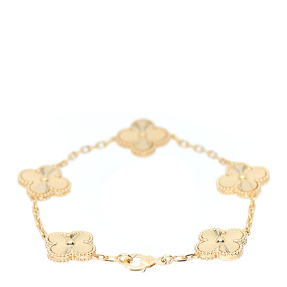 Van Cleef & Arpels 18K Yellow Gold 5 Motifs Guilloche Vintage Alhambra Bracelet 3 of 5