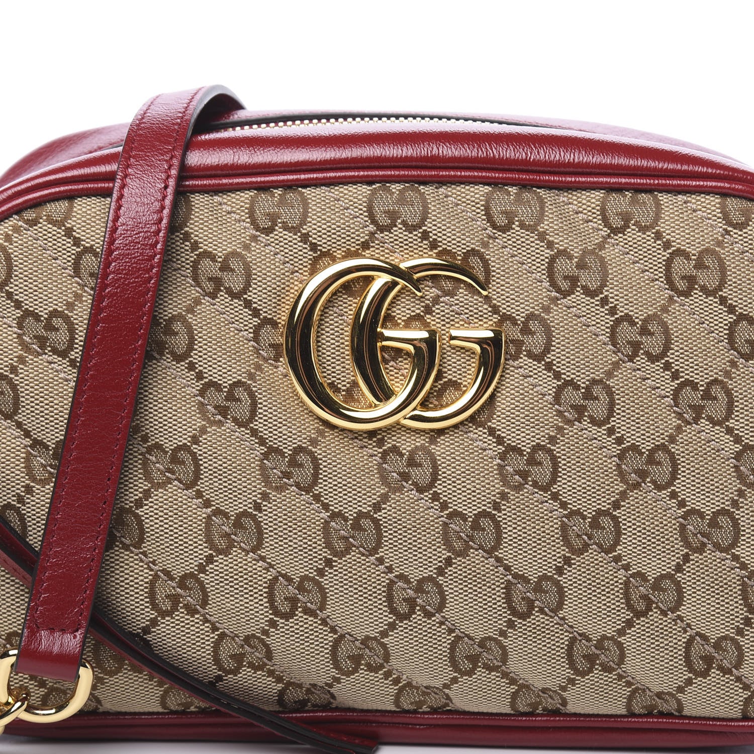Gucci Monogram Azalea Calfskin Matelasse Diagonal Small GG Marmont Chain Shoulder Bag Beige Ebony New Cherry Red 8 of 10