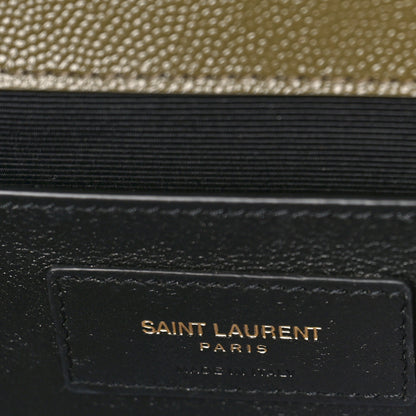Saint Laurent Grain De Poudre Textured Mixed Matelasse Medium Triquilt Monogram Satchel Vert Kaki 7 of 9