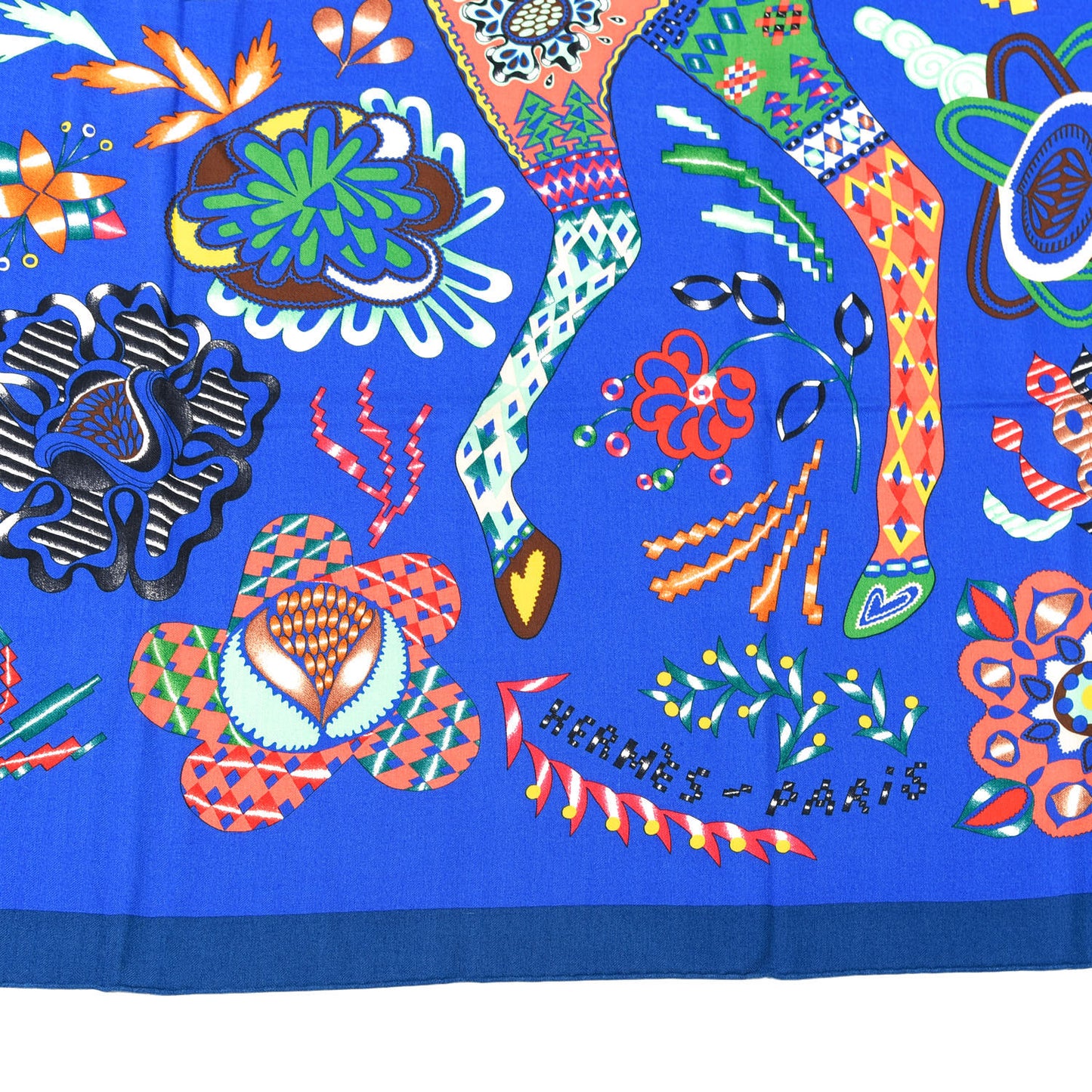 Cashmere Silk En Attendant Ulysse Shawl 140 Bleu Roy Vert Multicolor