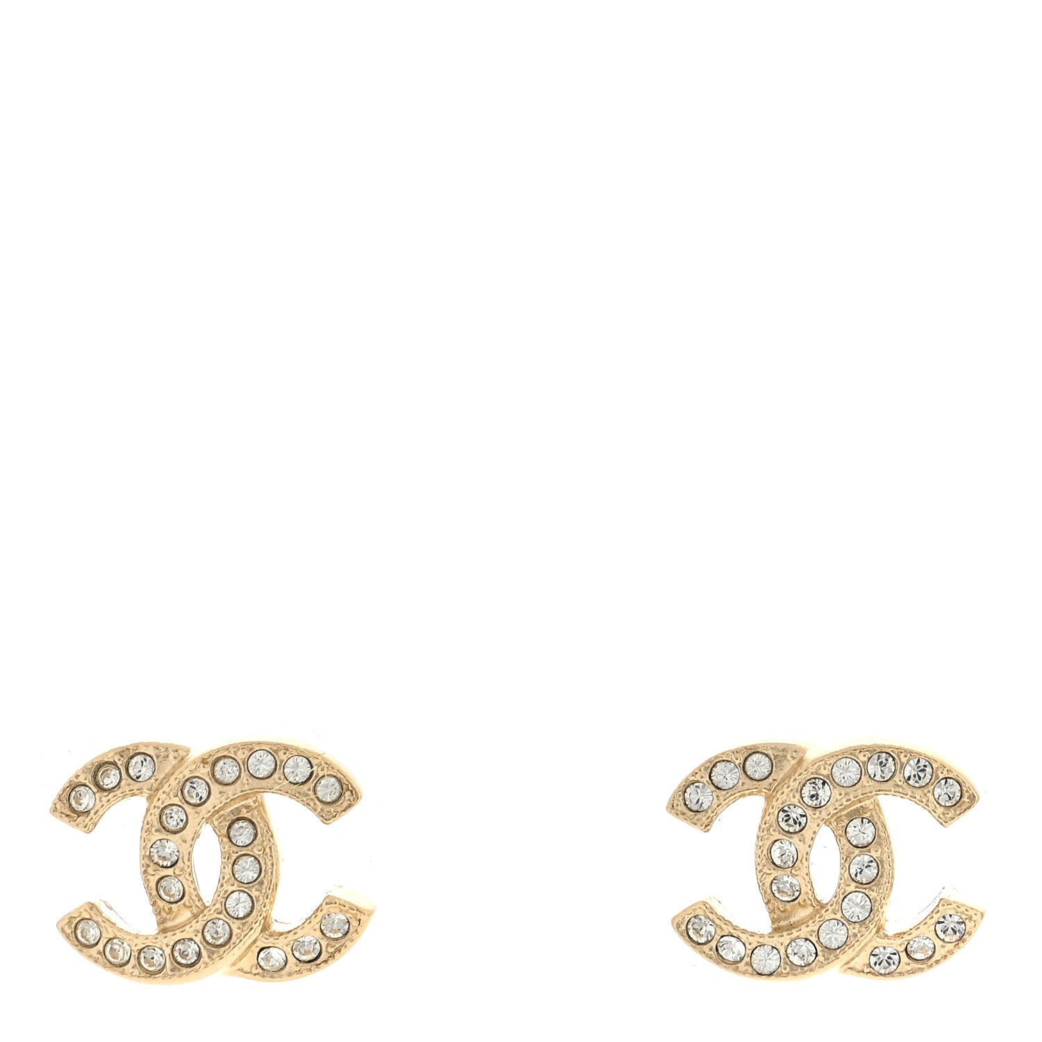 Chanel Metal Crystal CC Earrings Gold 1 of 5