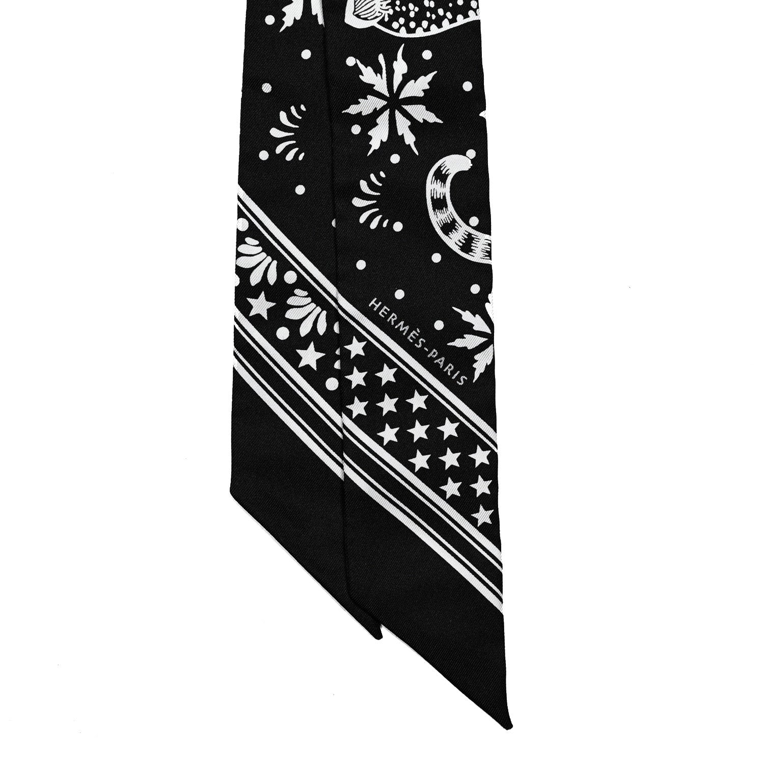 Hermes Silk Les Leopards Twilly Black White 2 of 4