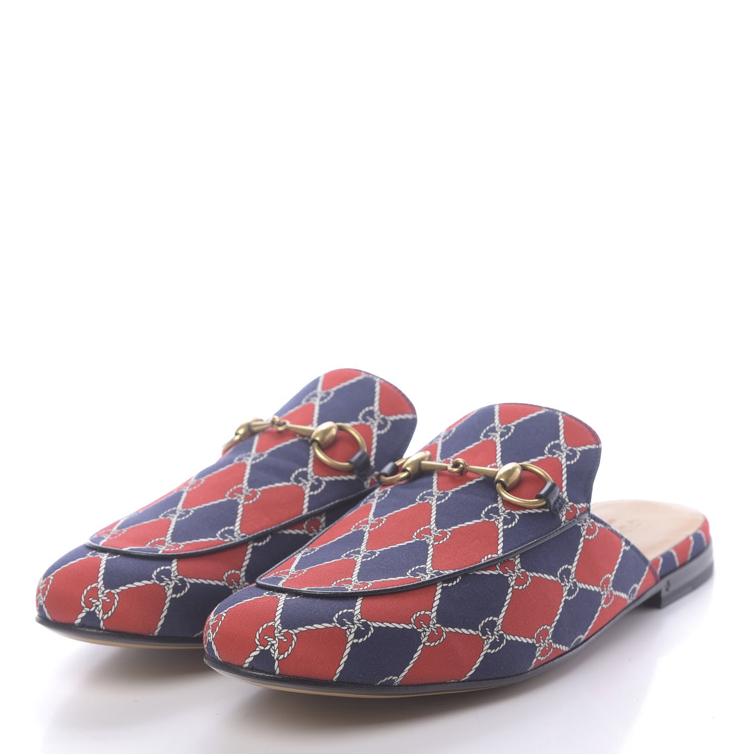Gucci Mini GG Rhombus Chain Mens Princetown Slippers 9 Royal Bleuett Red 3 of 9