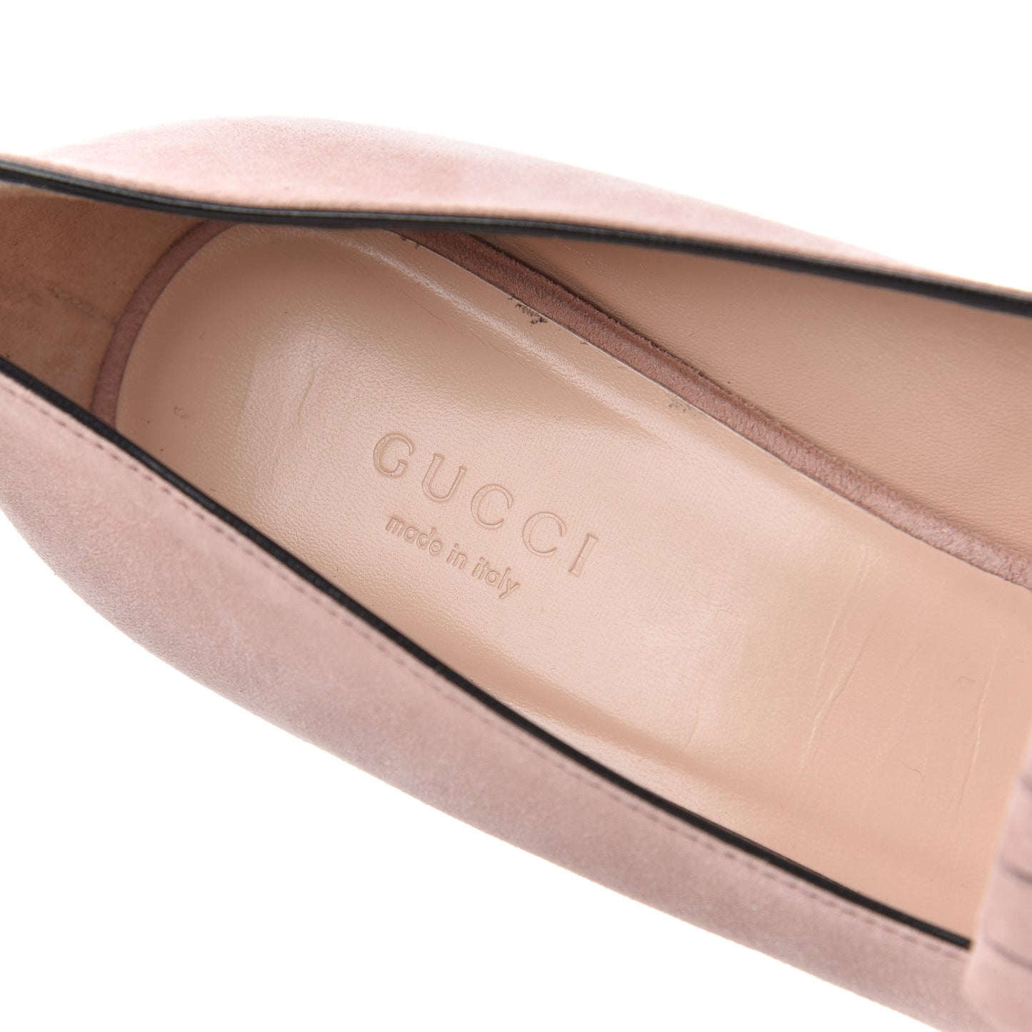 Kid Scamosciato GG Marmont Fringe 50mm Loafer Pumps 39 Crystal Pink