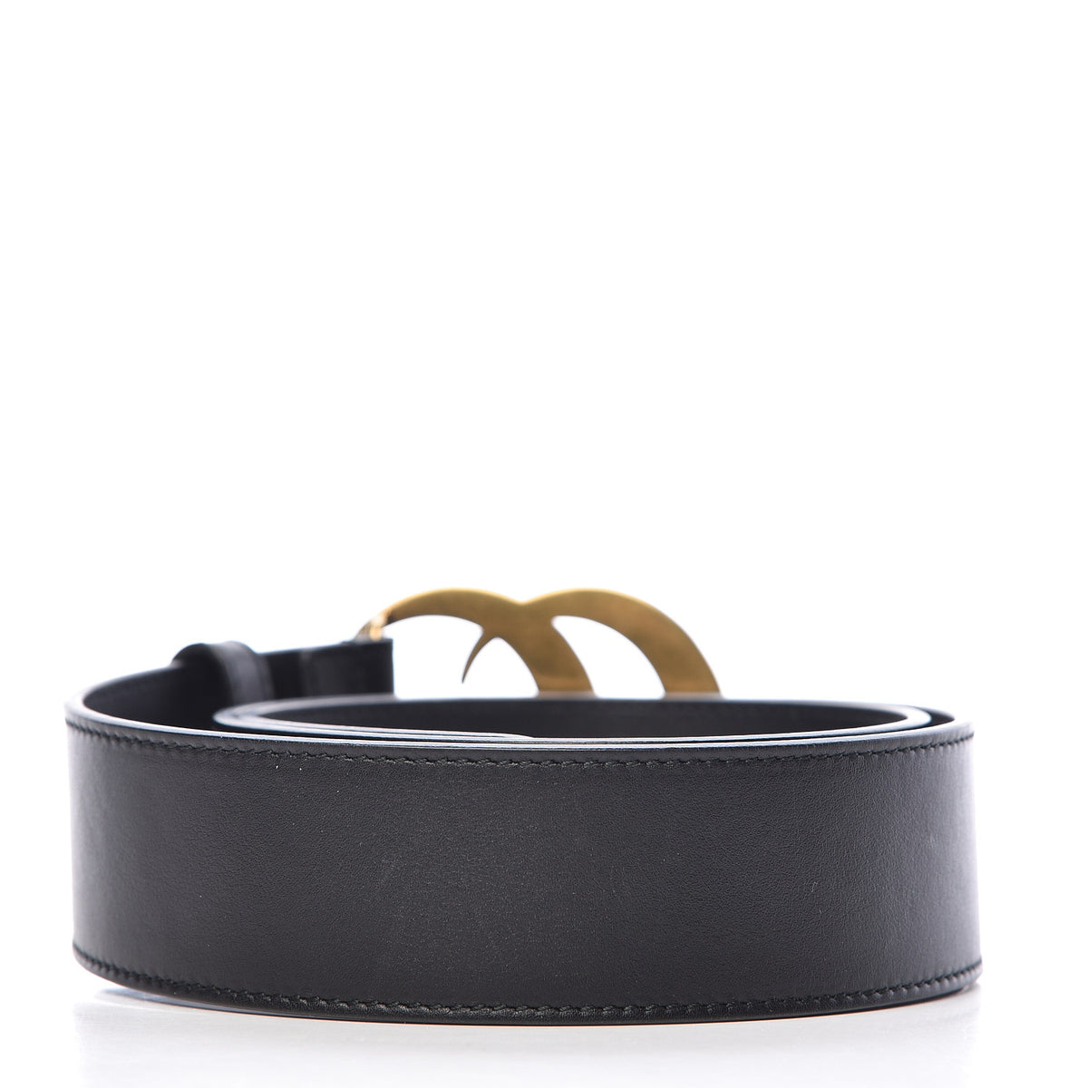 Moon Calfskin Pearl Double G 40mm Belt 80 32 Black Cream