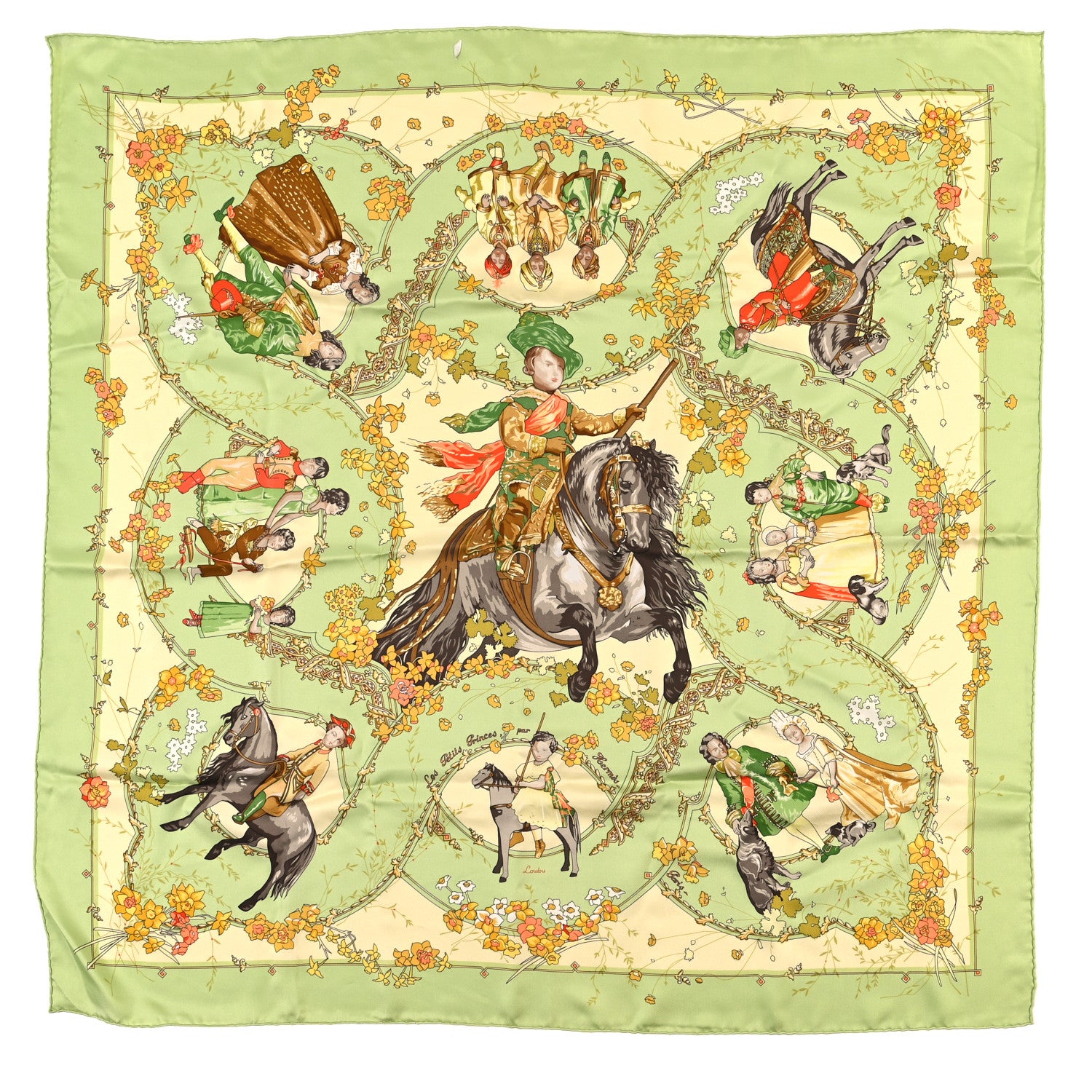 Hermes Silk Les Petits Princes Scarf 90 1 of 3