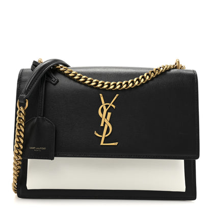 Saint Laurent Calfskin Bi-Color Medium Monogram Sunset Black Pearl White 1 of 13