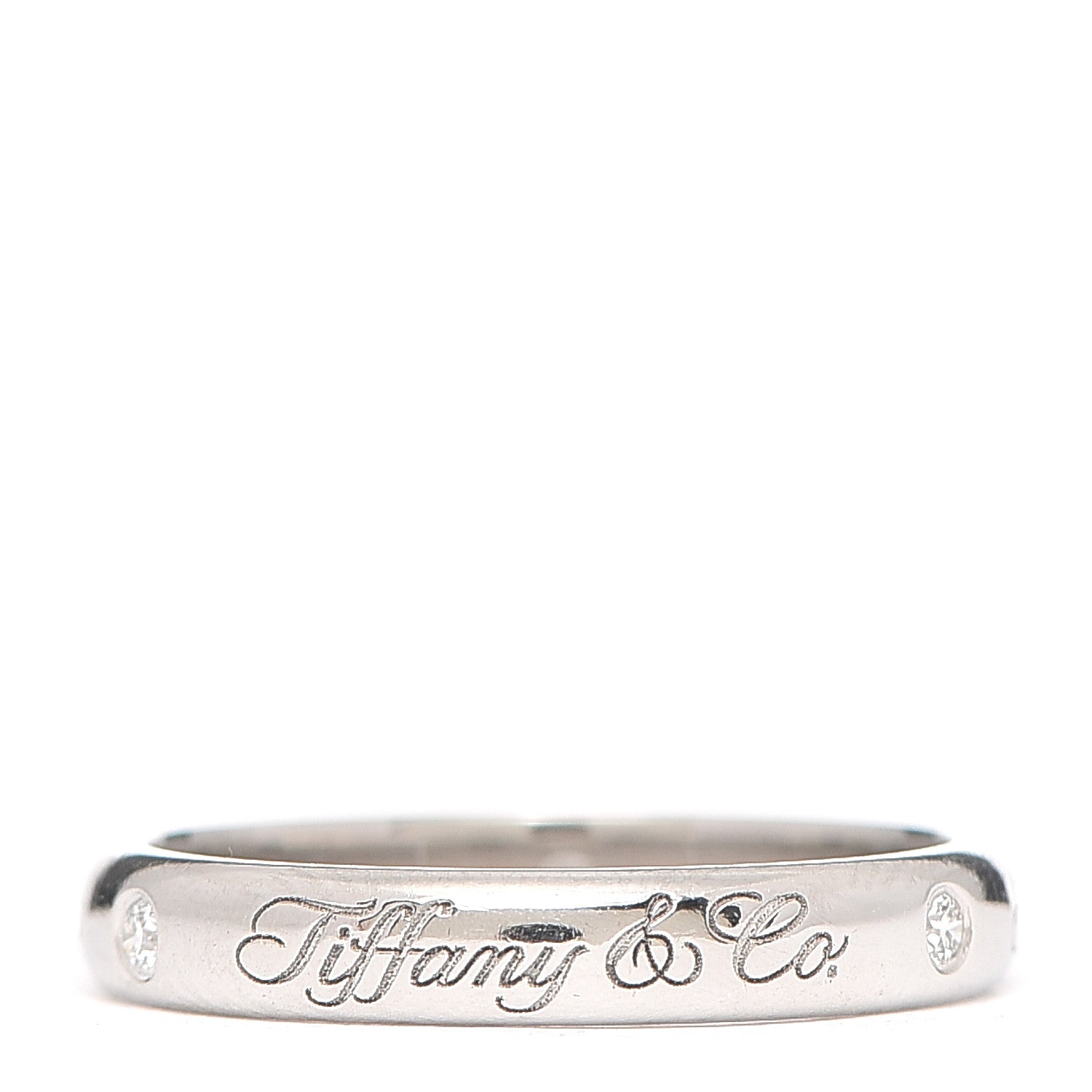 Tiffany Platinum Diamond Logo Band Ring 50 5.25 3 of 5