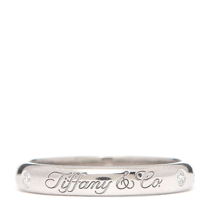 Tiffany Platinum Diamond Logo Band Ring 50 5.25 3 of 5