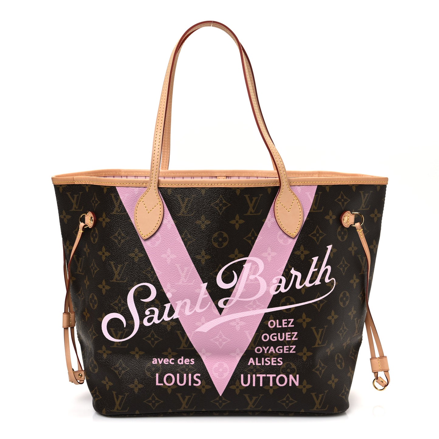 Monogram Saint Barth V Neverfull MM Rose Ballerine