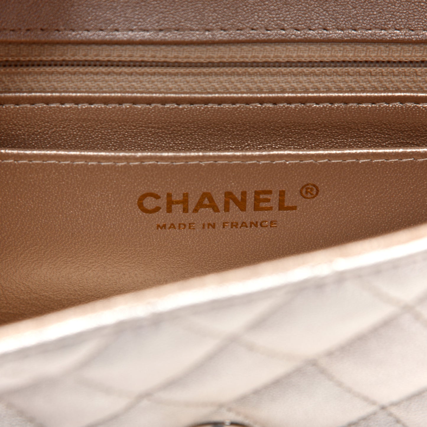 Metallic Lambskin Quilted Mini Rectangular Flap Gold