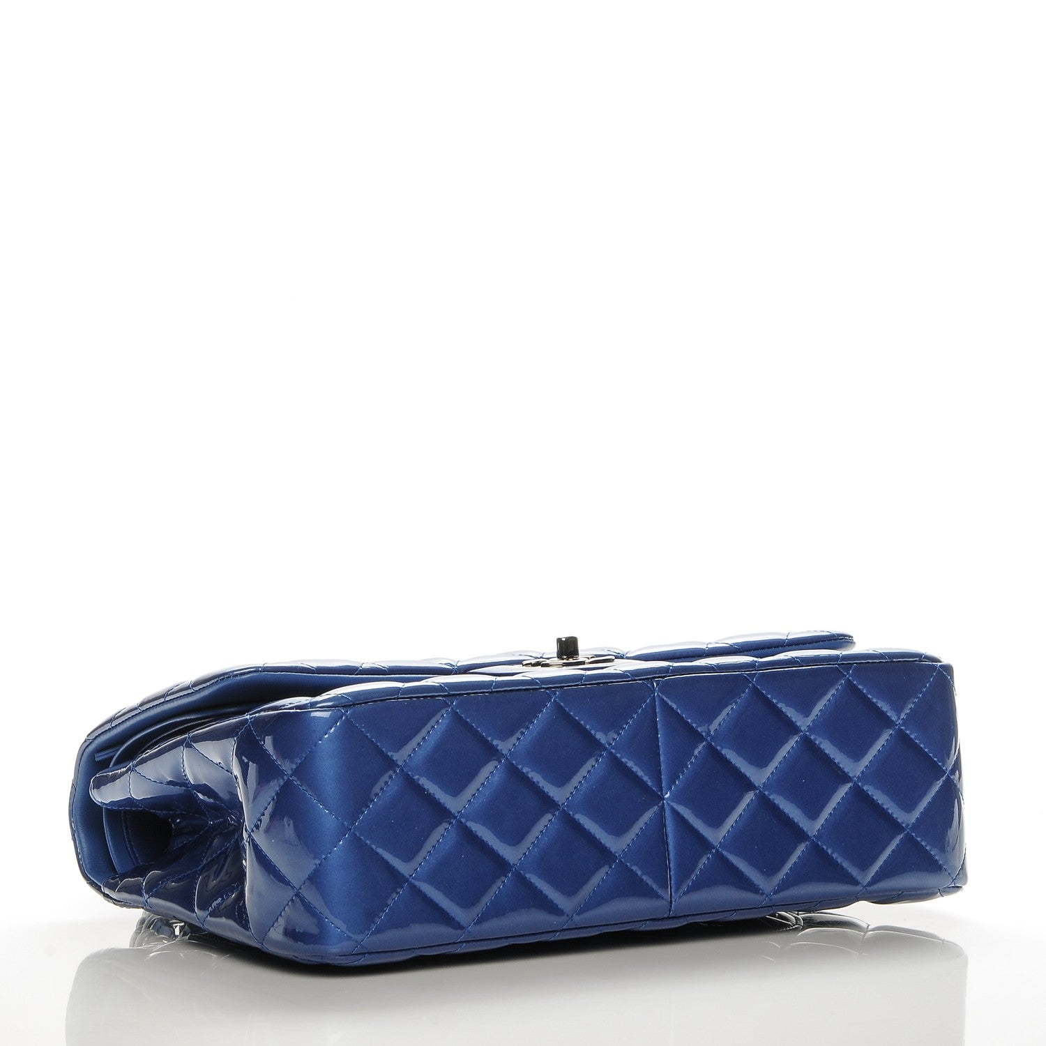 Chanel Patent Quilted Jumbo Double Flap Blue 4 of 7