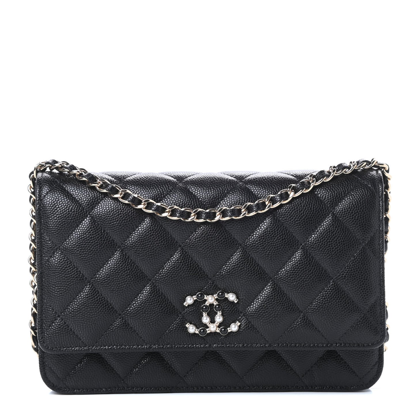 Caviar Quilted Coco Candy Wallet On Chain WOC Black