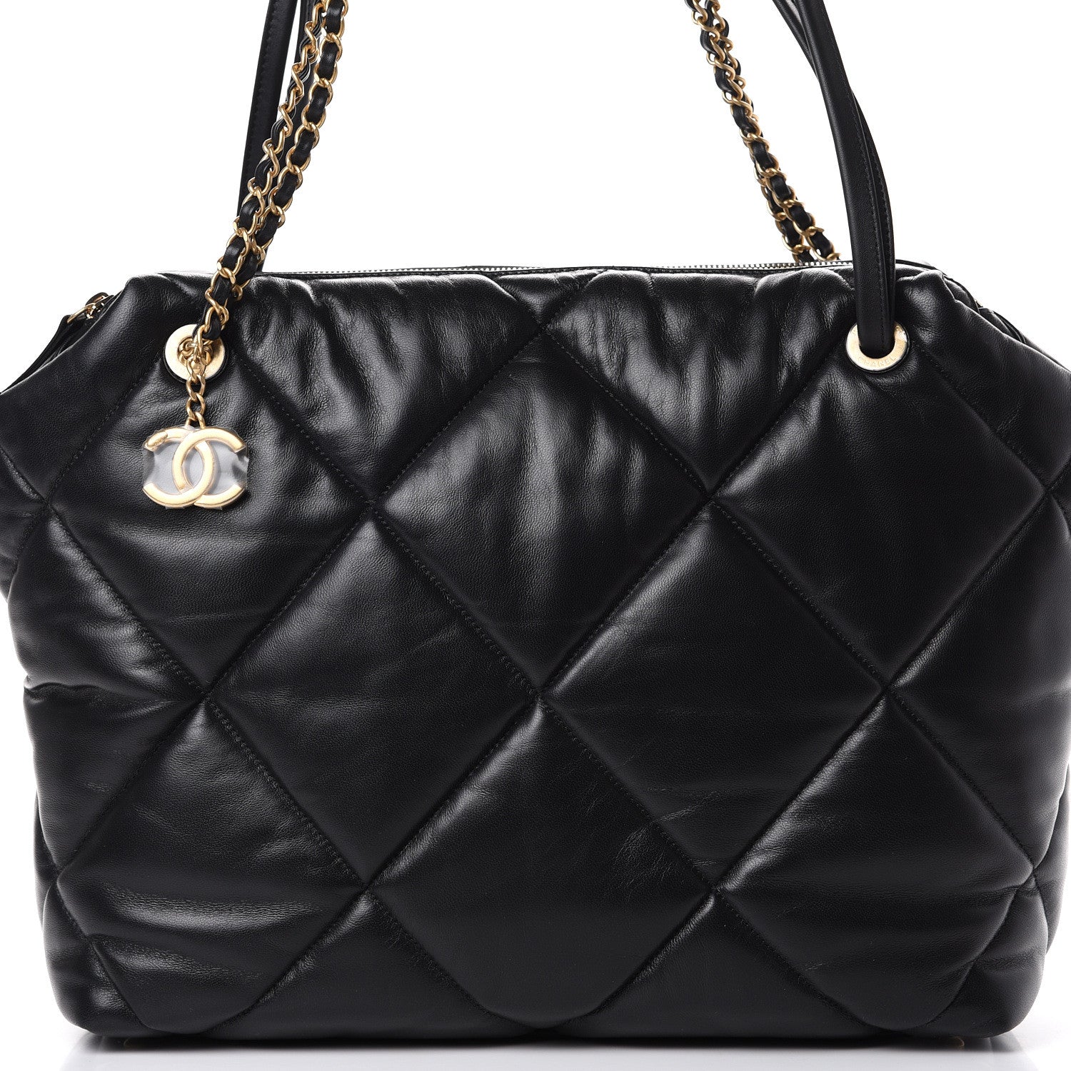 Chanel Lambskin Quilted Large Bowling Bag Black 9 of 12