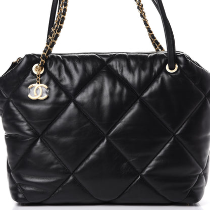 Chanel Lambskin Quilted Large Bowling Bag Black 9 of 12