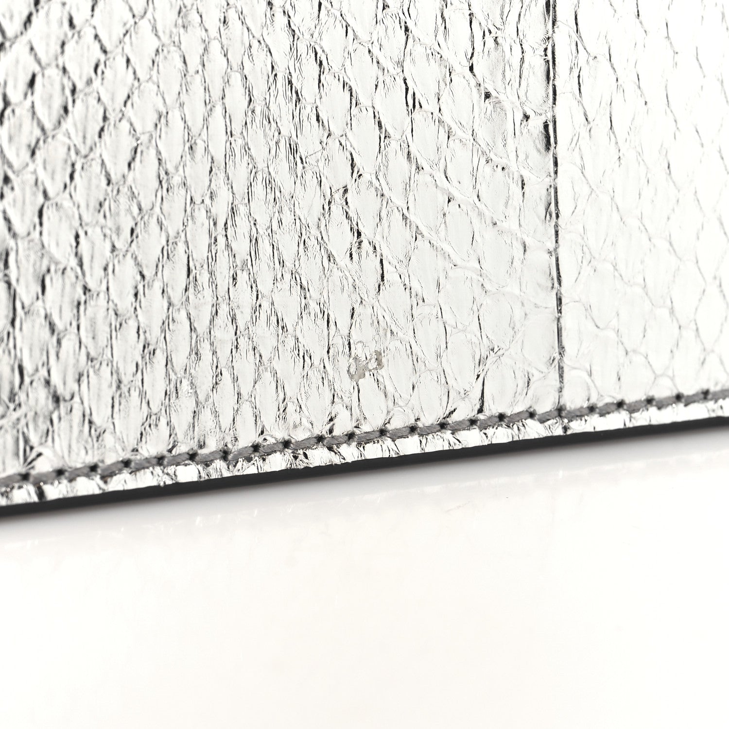 Jimmy Choo Metallic Calfskin Snakeskin Embossed Madeline Crossbody Bag Silver 10 of 13