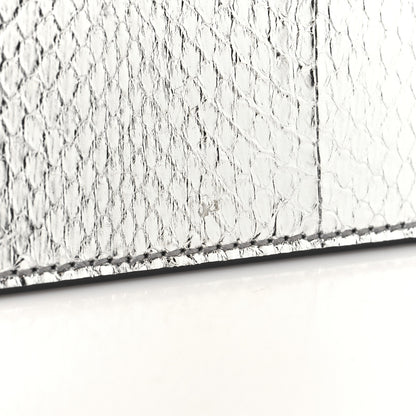 Jimmy Choo Metallic Calfskin Snakeskin Embossed Madeline Crossbody Bag Silver 10 of 13