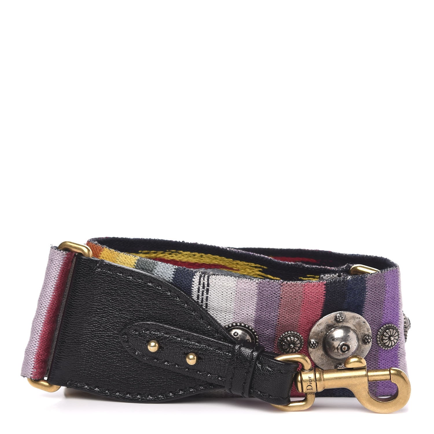 Christian Dior Canvas Embroidered Studded Rainbow Shoulder Strap 1 of 3