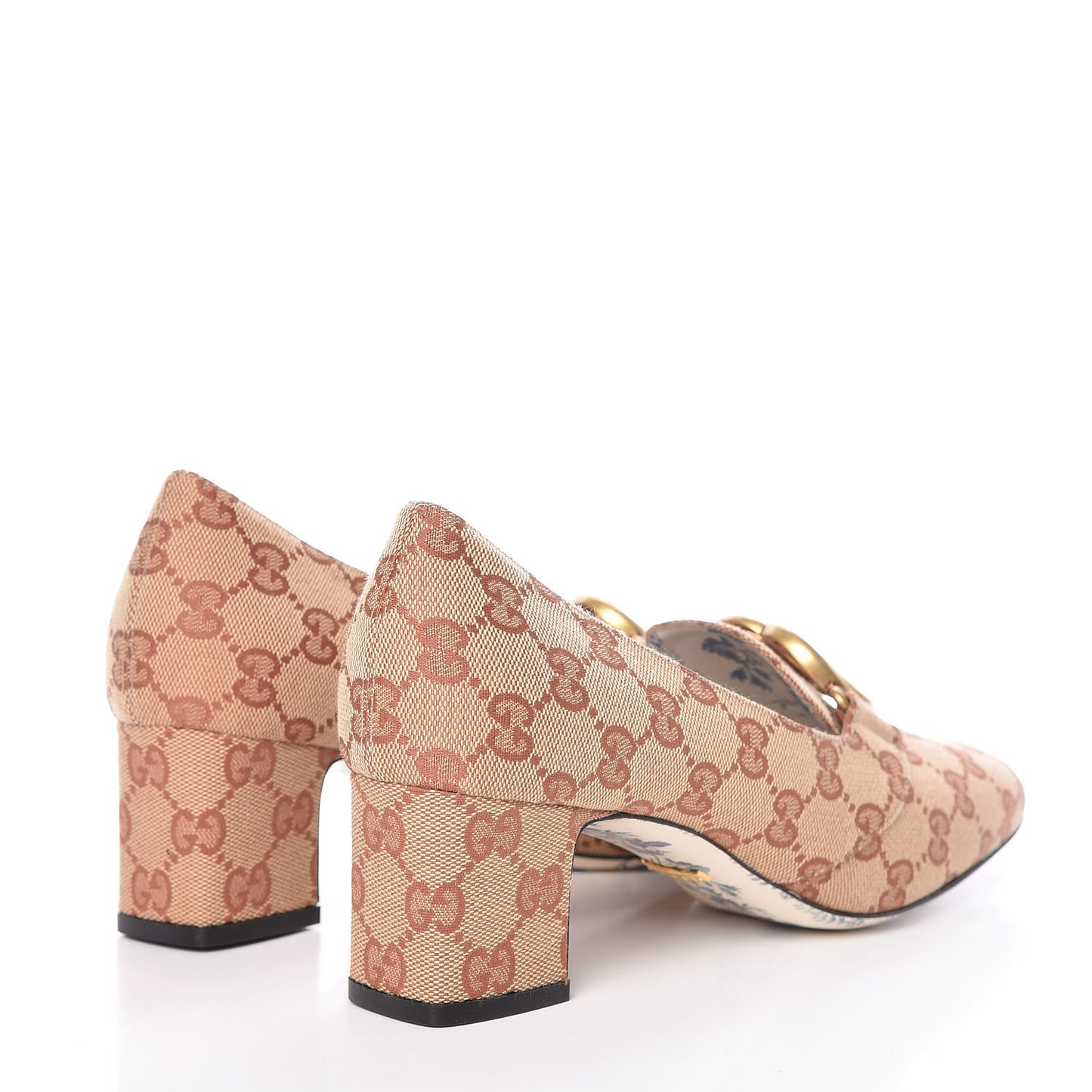 Monogram GG Victoire 55mm Loafer Pumps 39.5 Beige Ruggine