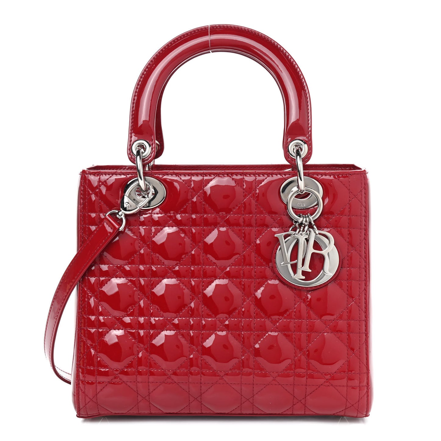 Patent Cannage Medium Lady Dior Red