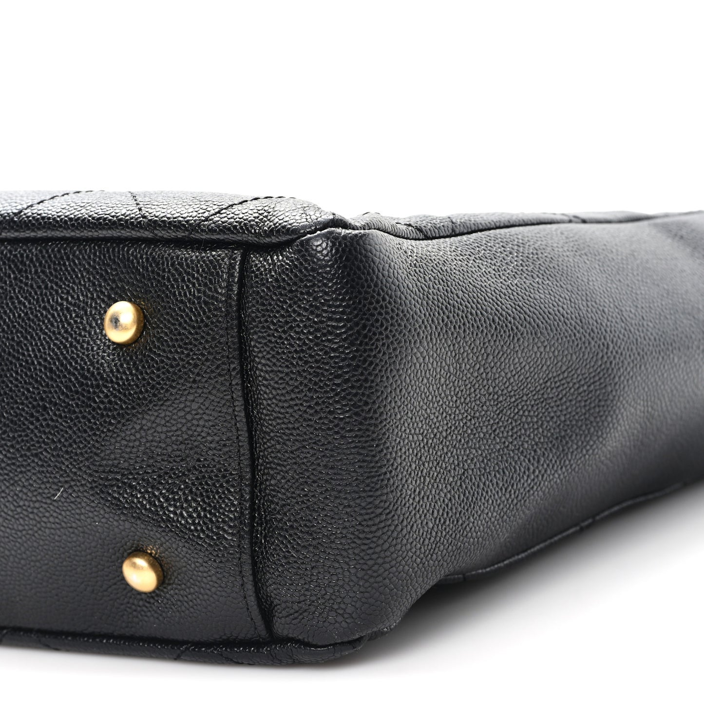 Caviar Quilted Small Trapezoid Chain Shopping Tote Black