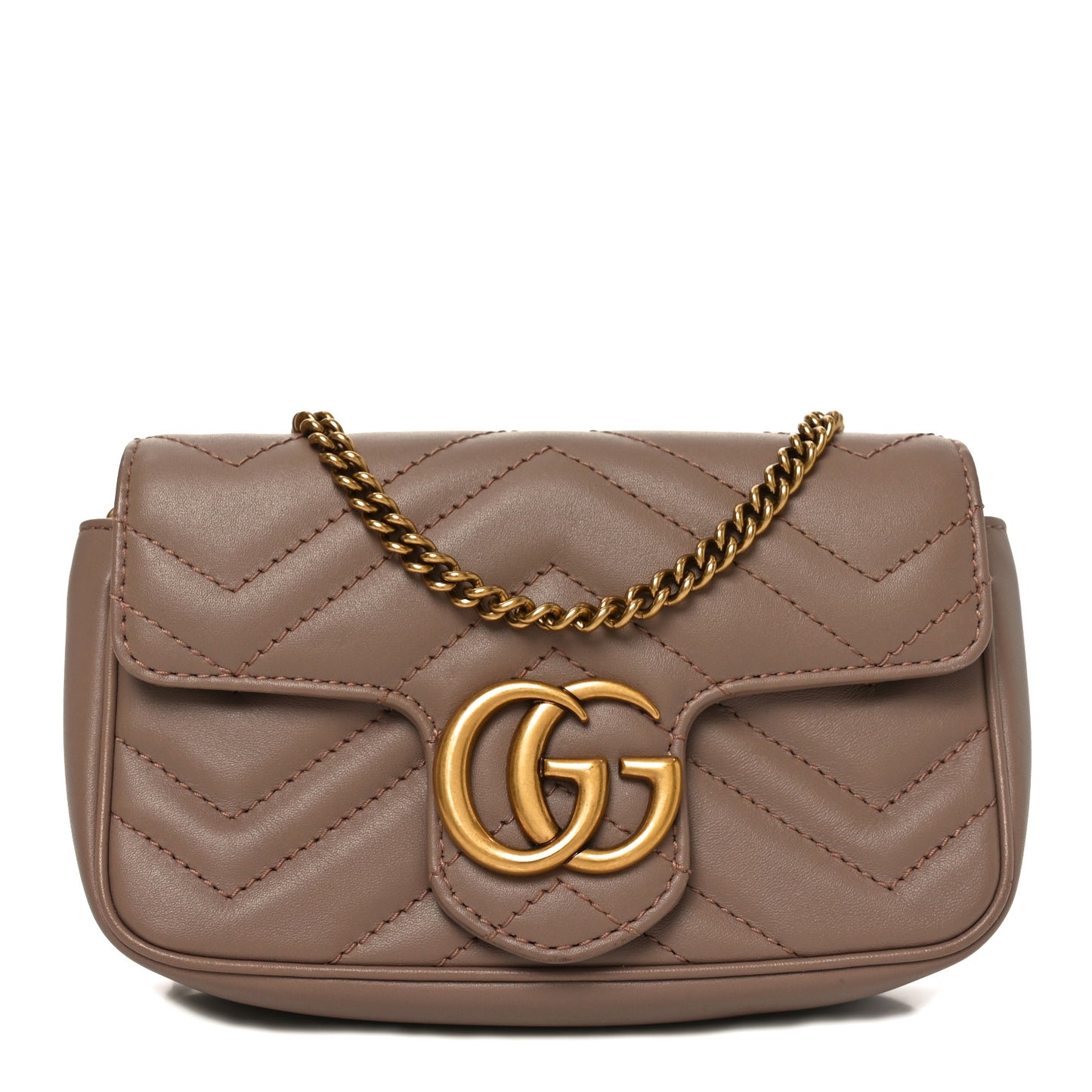 Calfskin Matelasse Super Mini GG Marmont Shoulder Bag Porcelain Rose
