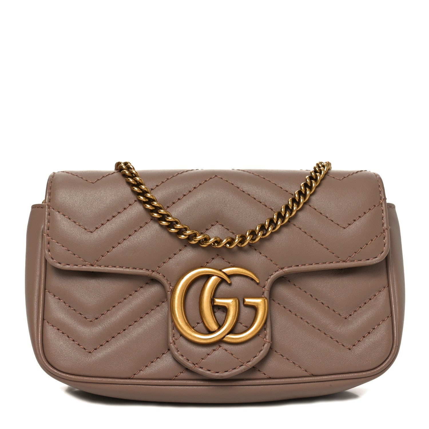 Gucci Calfskin Matelasse Super Mini GG Marmont Shoulder Bag Porcelain Rose 1 of 11