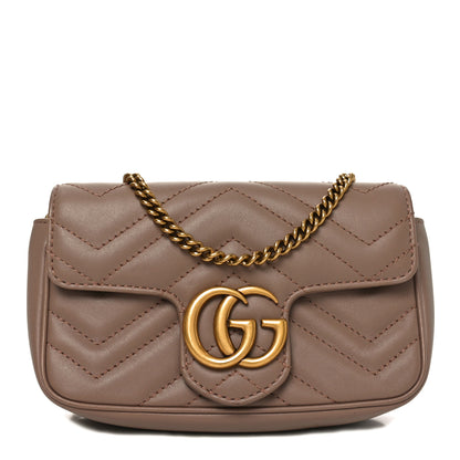 Gucci Calfskin Matelasse Super Mini GG Marmont Shoulder Bag Porcelain Rose 1 of 11