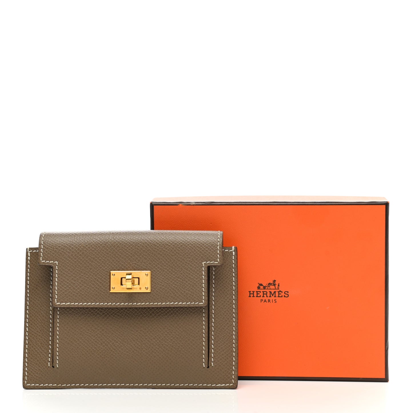 Epsom Kelly Pocket Compact Wallet Etoupe
