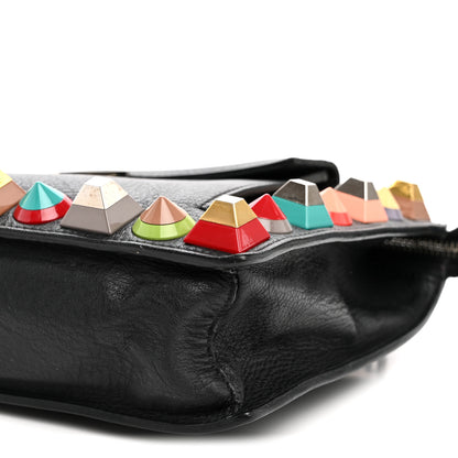 Fendi Vitello Dolce Studded Mini 2Jours Pouch Black Multicolor 10 of 11