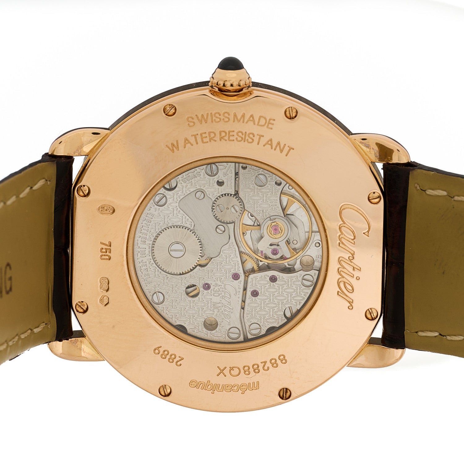 Cartier 18K Pink Gold Alligator 36mm Ronde Louis Manual Winding Watch Brown 4 of 4