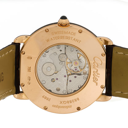 Cartier 18K Pink Gold Alligator 36mm Ronde Louis Manual Winding Watch Brown 4 of 4
