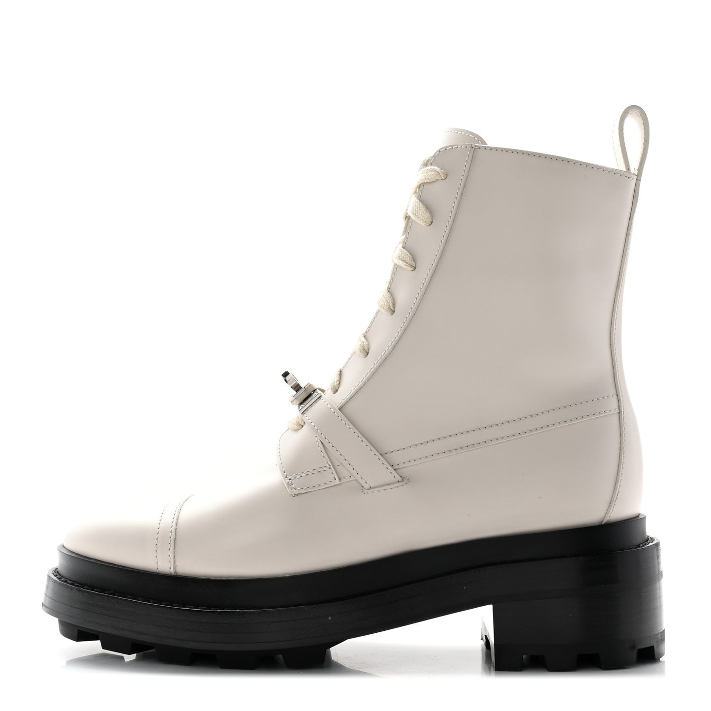 Glossed Calfskin Funk Ankle Boots 36 Beige Glaise