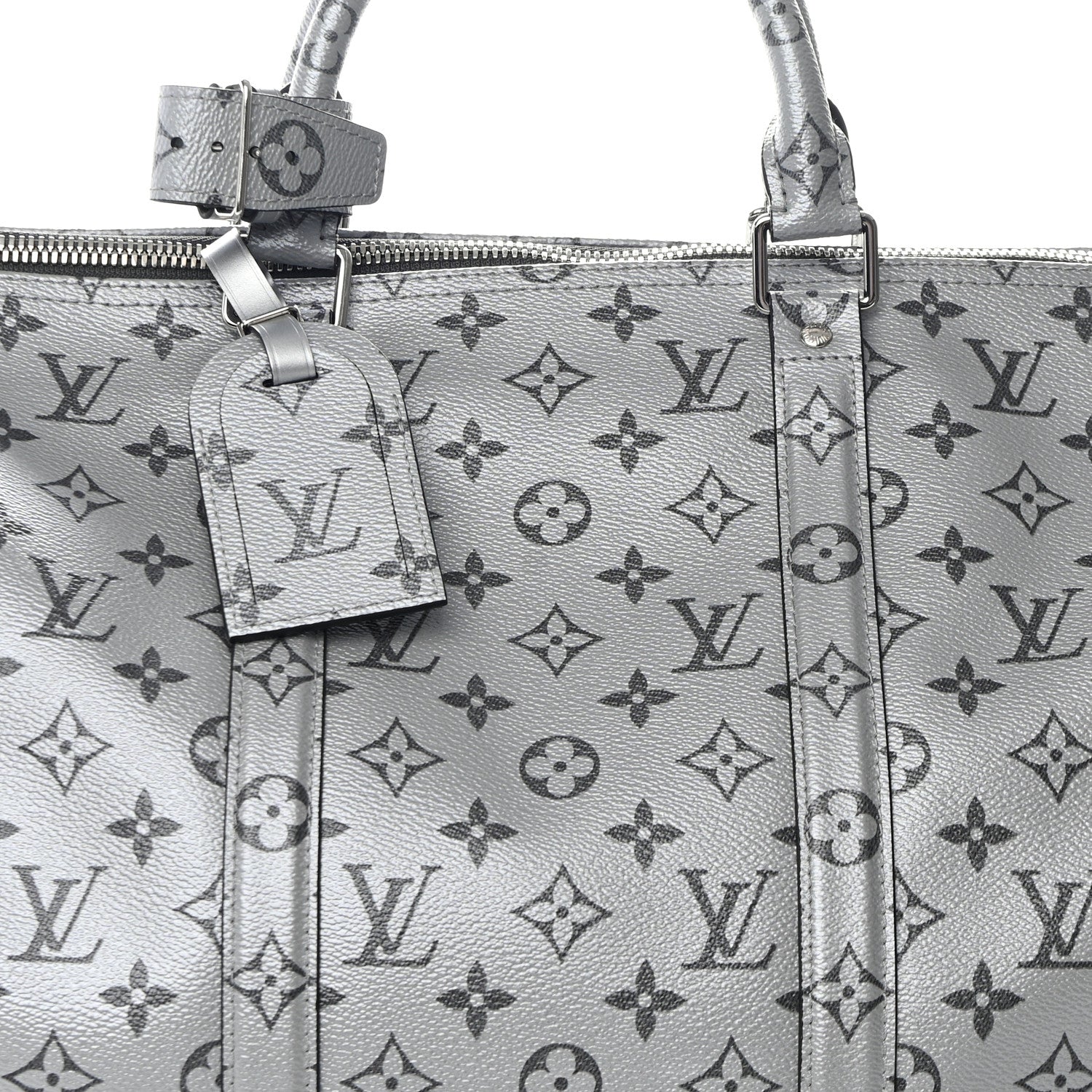 Louis Vuitton Metallic Monogram Keepall Bandouliere 50 Silver 7 of 10