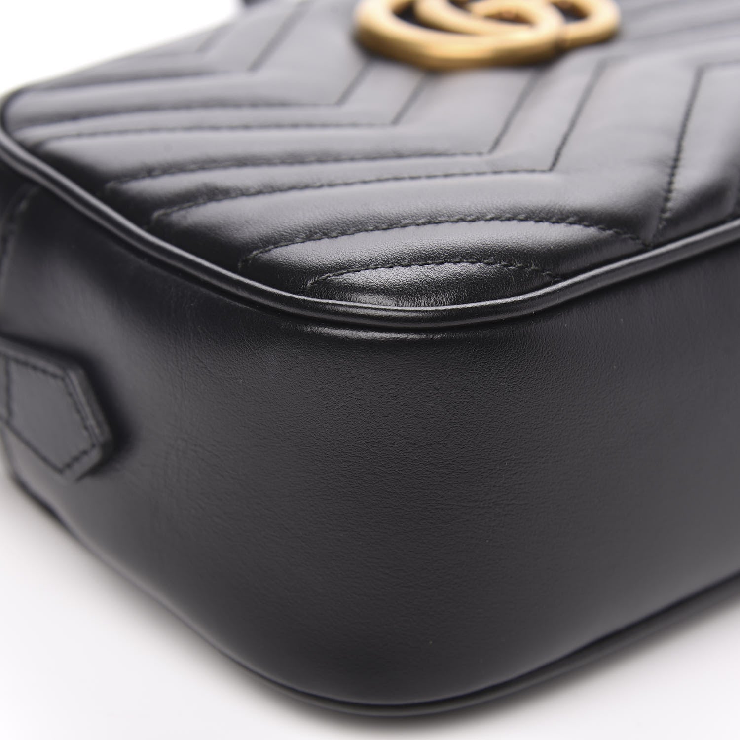 Gucci Calfskin Matelasse Small GG Marmont Chain Shoulder Bag Black 8 of 11